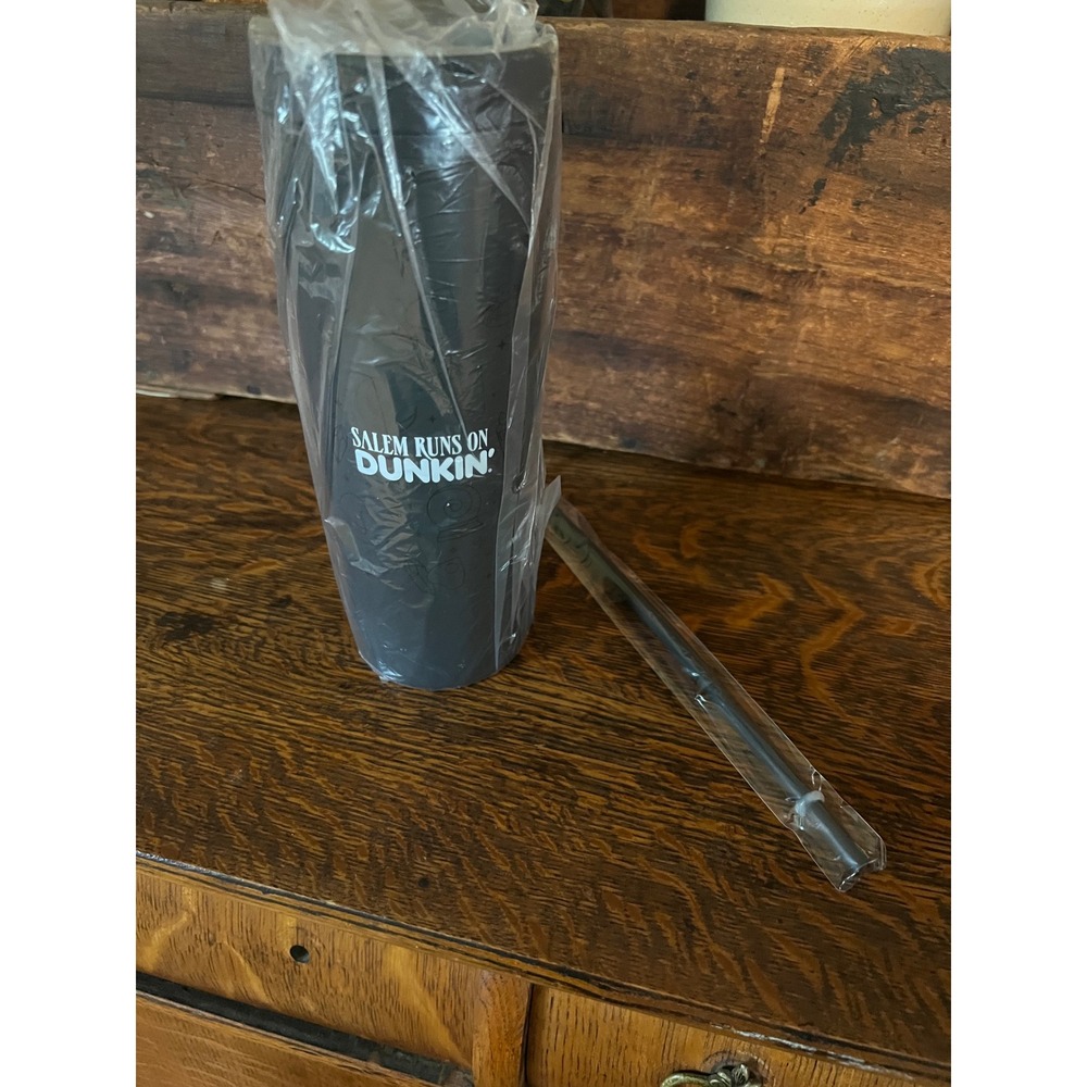 Dunkin Donuts Salem Halloween Tumbler Matte Black Cold Cup Straw 2025 NIP